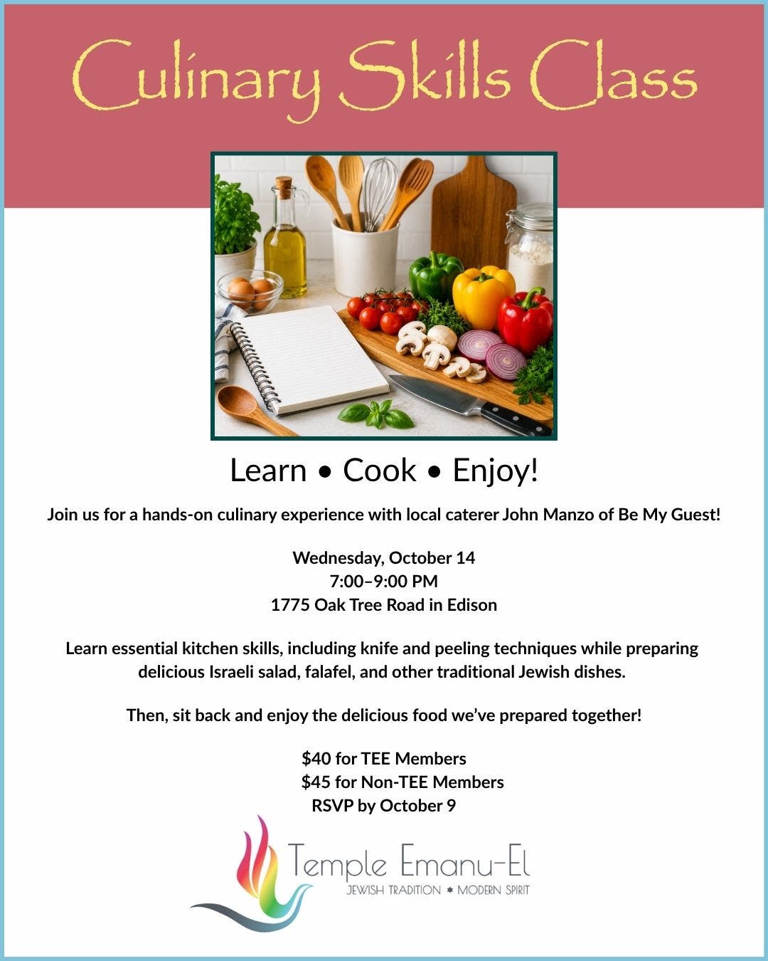 Culinary Skills Class at Temple Emanu-El