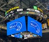 TD Garden jumbotron shows the final score and stats of the D1 MIAA Hockey Championship after Tighe’s last second goal avoiding OT.