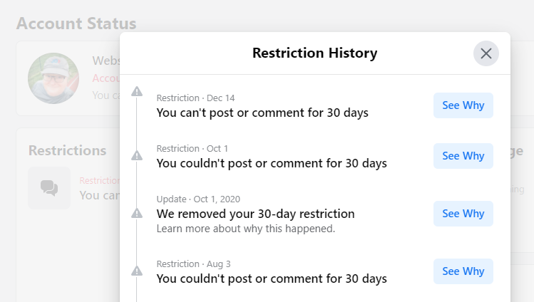 Webster Lewin Restriction History