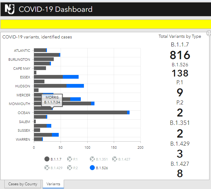 B.1.1.7 and B.1.526 variants in New Jersey