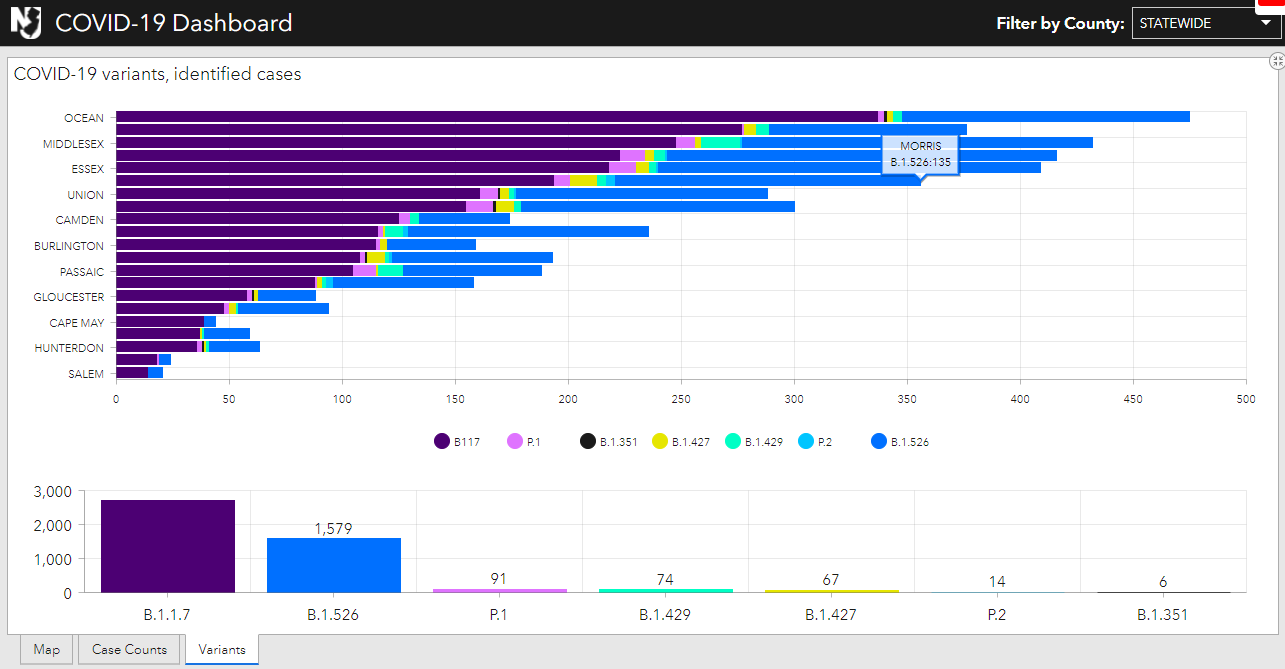 Coronavirus Variants in New Jersey