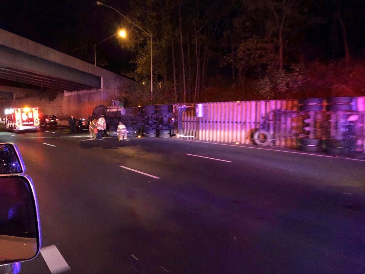 Something you don't hear every day: A truck carrying mangoes overturned on the Capital Beltway in Bethesda Wednesday morning.
