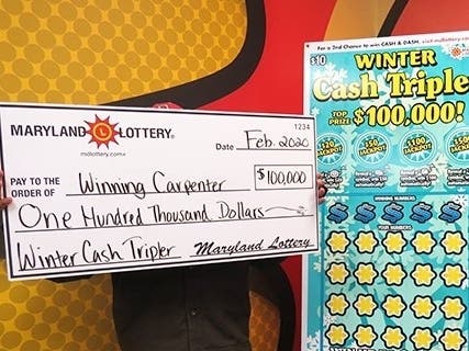 A Gaithersburg man wins $100,000 playing the Winter Cash Tripler scratch-off game from the Maryland Lottery.