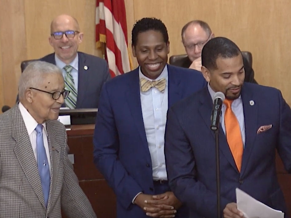 Charles E. McGee, a 100-year-old Tuskegee Airman and Bethesda resident, was presented with a proclamation Tuesday for his service.
