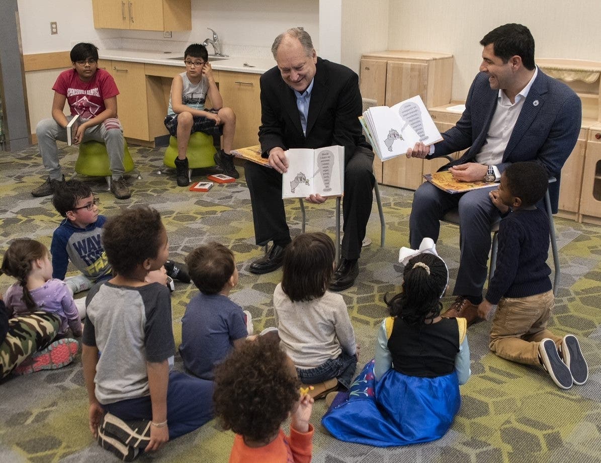 Montgomery County Executive Marc Elrich and Councilmember Gabe Albornoz​​ read stories to kids in honor of Read Across America Day.