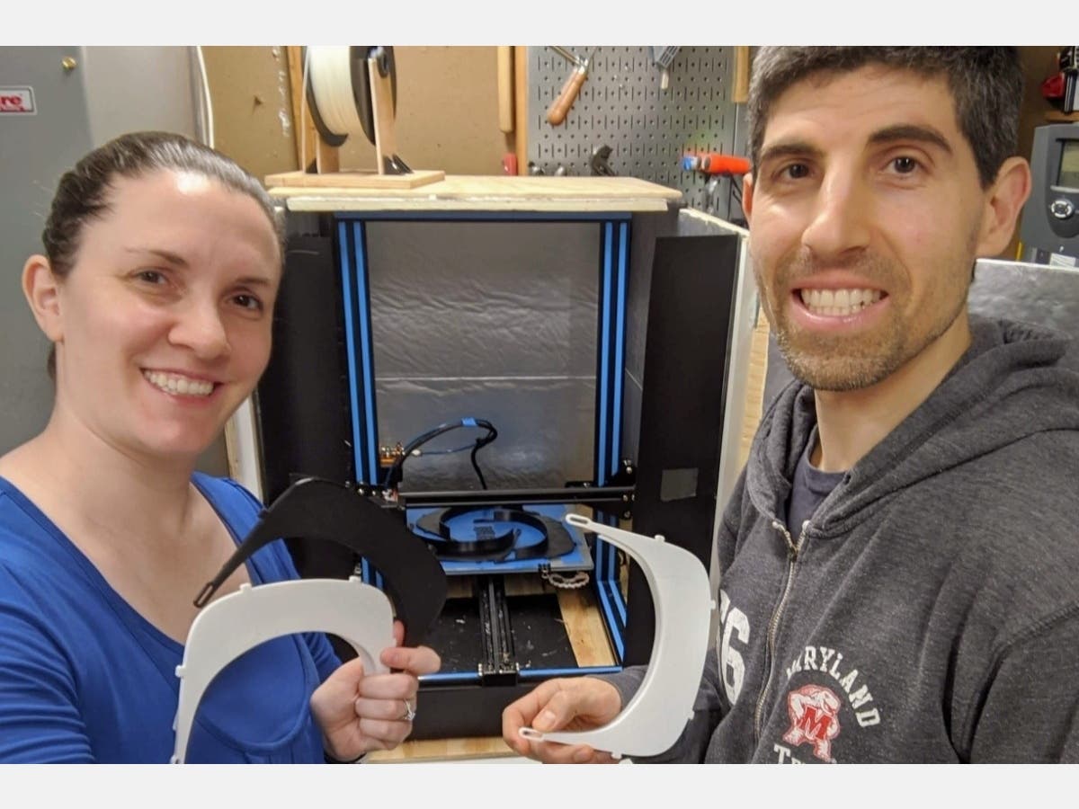 Hobie and Alicia Cohen have already delivered more than 2,500 face shields to Holy Cross Hospital in Silver Spring and Germantown.