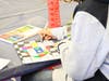 Students created patchwork self-portraits.