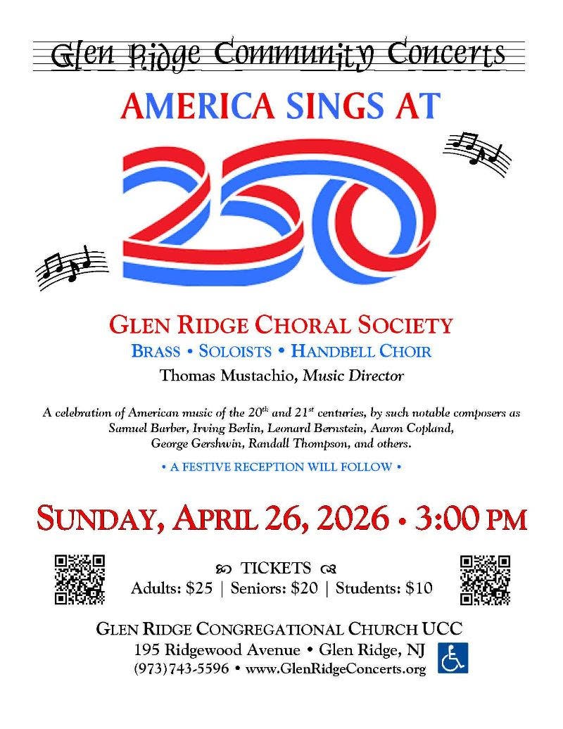 Glen Ridge Choral Society: America Sings at 250