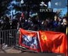 ANTIFA counter-protestors with Communist flag