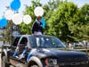Rett Zeigler of Rowayton, recipient of the Johansen Award for compassion and a sense of community, arrived in a parade of cars.