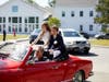 Darla and TJ Moody of Pound Ridge in the car parade to the Closing Exercises.