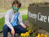 Marin Gokgol-Kline performed spring clean up and planted flowers to brighten the entrance at Waveny Care Center in New Canaan.