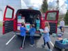 Loads of diapers and macaroni & cheese were collected on campus and then delivered to Person-2-Person.