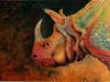 Asian Rhino - Pastel, Pencil, Latex on Paper - 48 x 36" by Skokie artist Pamela Sloan

 