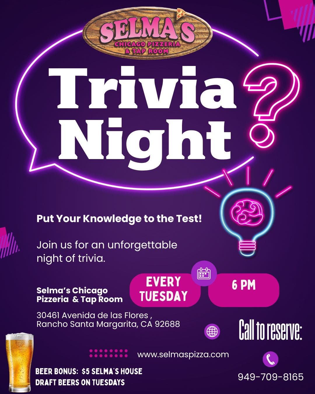Tuesday Trivia & Beer Social