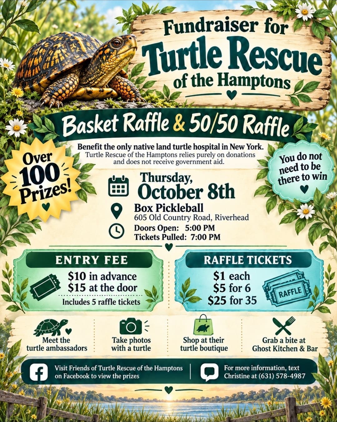 Basket Raffle & 50/50 for Turtle Rescue of the Hamptons 