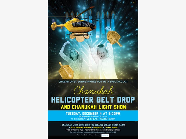 Chanukah Helicopter Gelt Drop & Giant Menorah Lighthing | Jacksonville ...