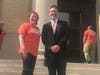Samantha McGarry (left) was joined by Superintendent Robert Tremblay (right) and other officials for the event.