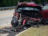 The front-end of both cars involved was smashed in.