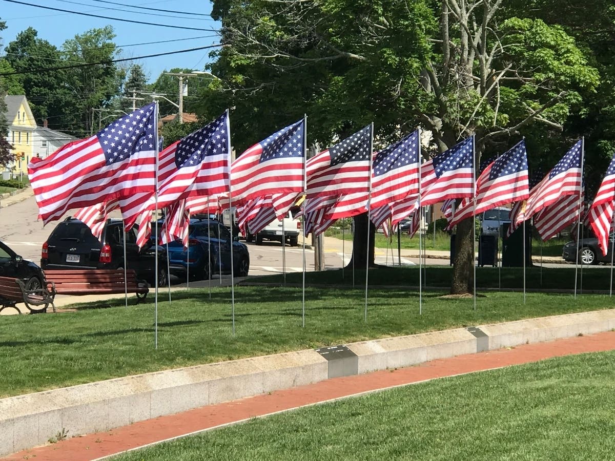 Each flag is sponsored by an individual, family, group, or business for a $60 donation.