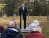 Acton native State Sen. Jamie Eldridge speaks at a ceremony at Forest Cemetery Thursday, Oct. 17, marking the cemetery as a National Historic Place.