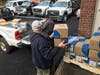 Donations being packed on the Wellesley Hills campus.