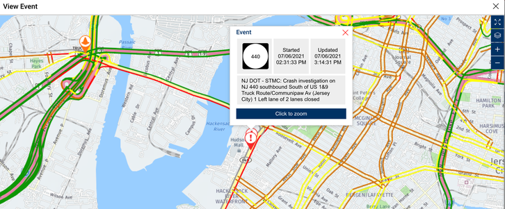 Crash Closes Lane On Route 440 In Jersey City | Jersey City, NJ Patch