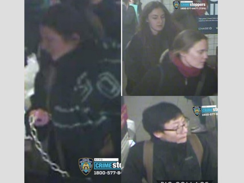 Police are looking for four women who chained open emergency exits during a day of mass protests on the subway last month.