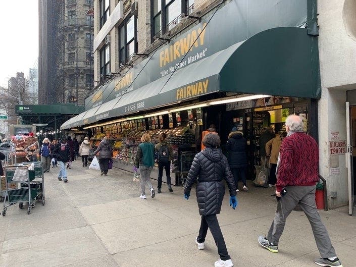 The tech giant is bidding on four locations of the bankrupt New York City chain in Brooklyn, New Jersey and Westchester, the Post reports.