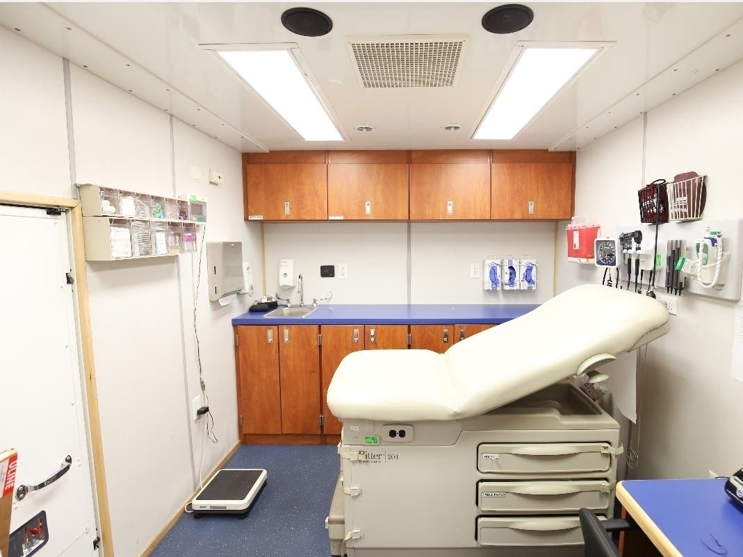Inside Project Renewal's mobile medical van. 