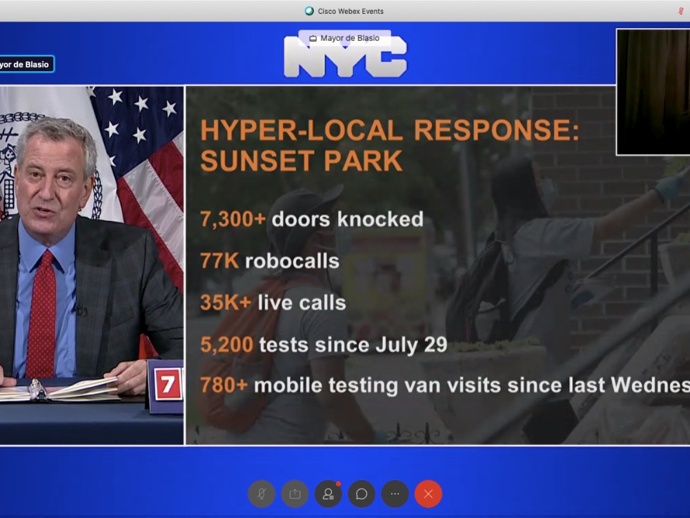 Ramped-up testing in Sunset Park after 228 cases were found in the neighborhood didn't reveal a "cluster situation," de Blasio said Monday.