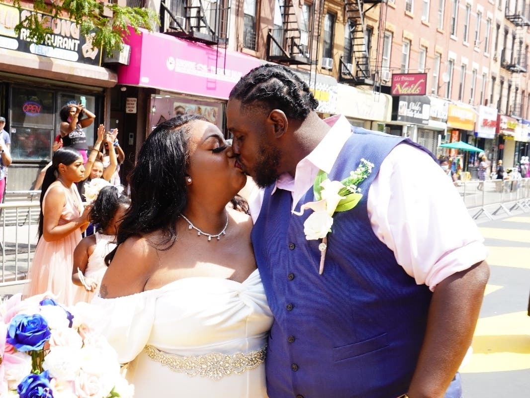 Makeita Wilson and Shancton Thompson were married at the Black Lives Matter mural in Brooklyn.
