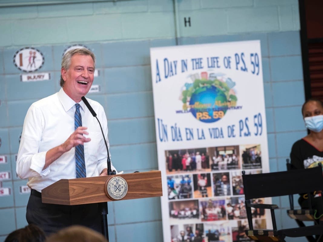 An elementary school Mayor Bill de Blasio called "exactly what we want to see all over the city" shared their plans for reopening this week.