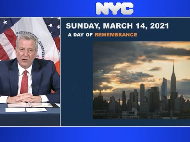 New York City will dedicate March 14 New Yorkers lost to the coronavirus, the mayor announced Thursday.