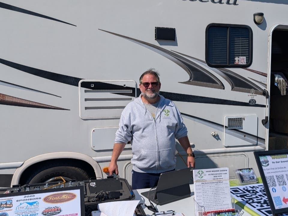 Al Dompieri of Jerseyshorecarshows.com working the music from his RV at a previous car show.