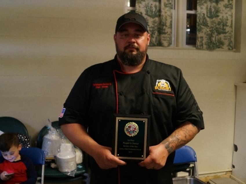 Chris Barlow of Big Barlow's BBQ & Catering accepting his award as one of the winners at the very first Bounty Of The Bay 7 years ago,