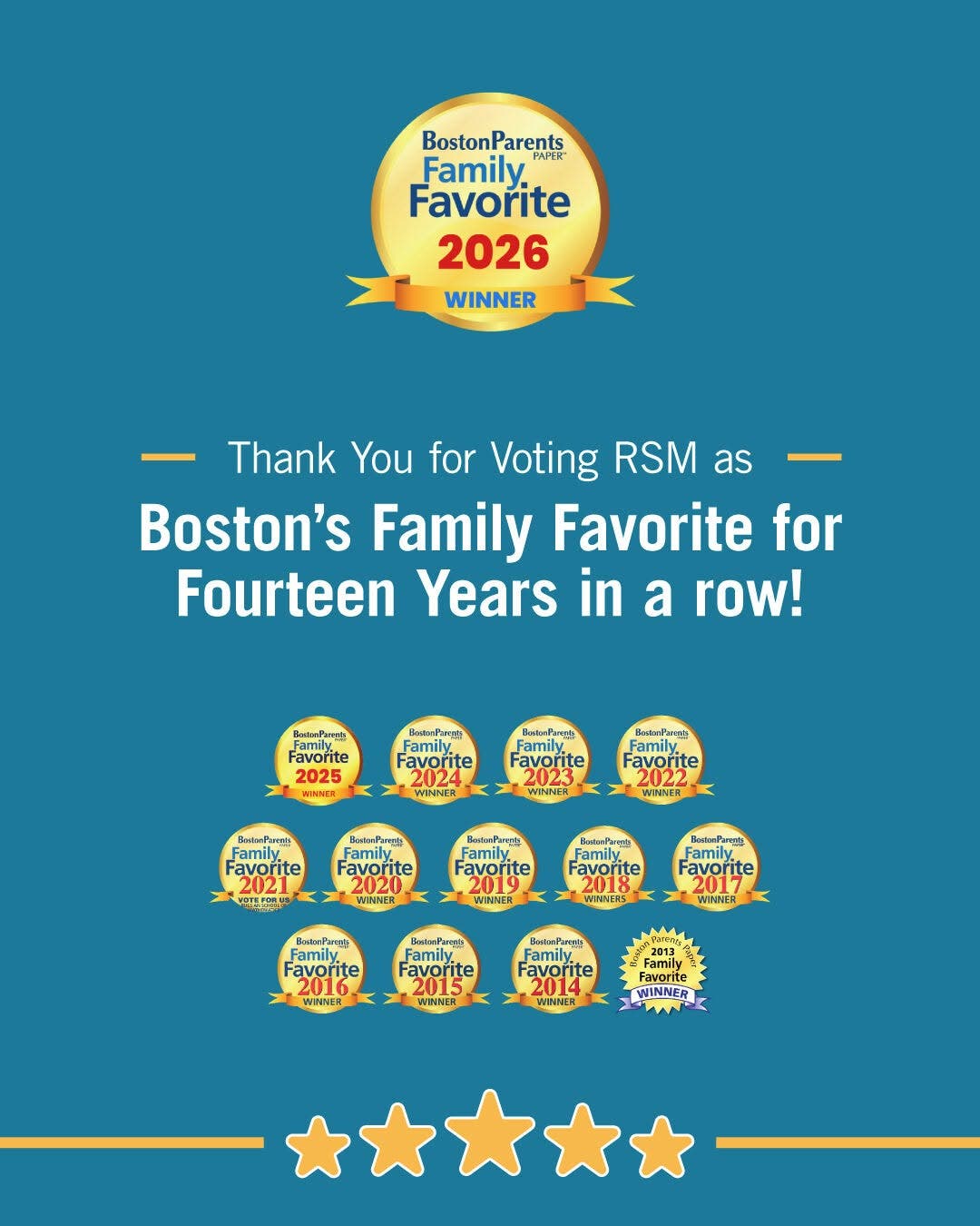 RSM has been named a 2026 Boston Parents' Family Favorite
