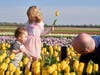 A father captures a memorable photo as his kids delight in the tulip fields at Richardson Farm during the 2023 Tulip Festival. This year's fest is expected to open in late April. 