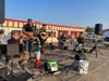 It's not uncommon to find a band playing outside of the Bremer Team Taphouse and Snack Bar before the movies start at the McHenry Outdoor Theater. Shown are members of the Bridgeport Ramblers.