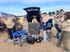 Having fun while representing Woodstock Troop 367 during a Project Popcorn night at the McHenry Outdoor Theater were (from left) Lisa Mauck, Skylar Leon, Peyton Mauck, Miki Myshkowec and Heather Leon.
