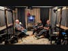 Fox Lake Mayor Donny Schmit (seated at left) records a podcast with Ray Scarpelli III and Ray Scarpelli Jr. of the Ray Auto Group in Fox Lake. "The Road Ahead" launches June 11. 