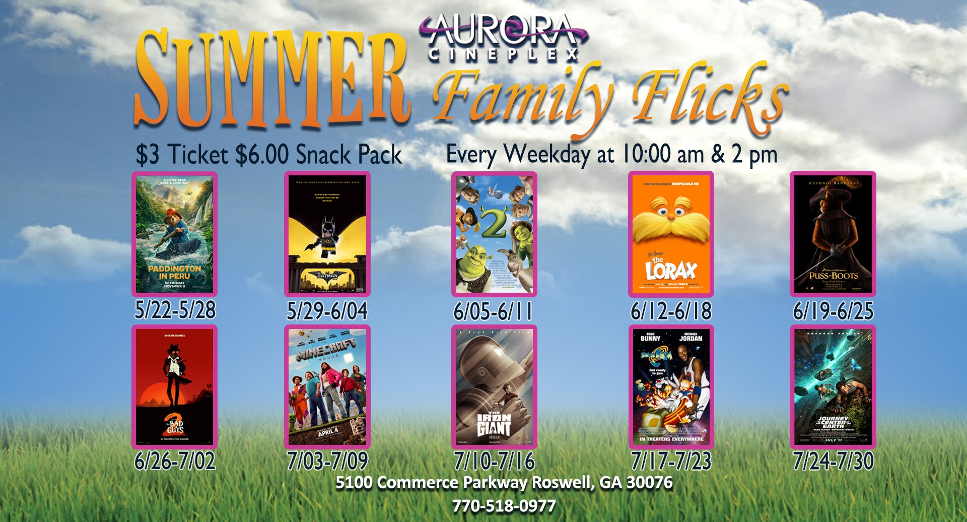 $$ 3.00 Summer Family Flick-- Space Jam at Aurora Cineplex--Mon 7/20-Thur 7/23