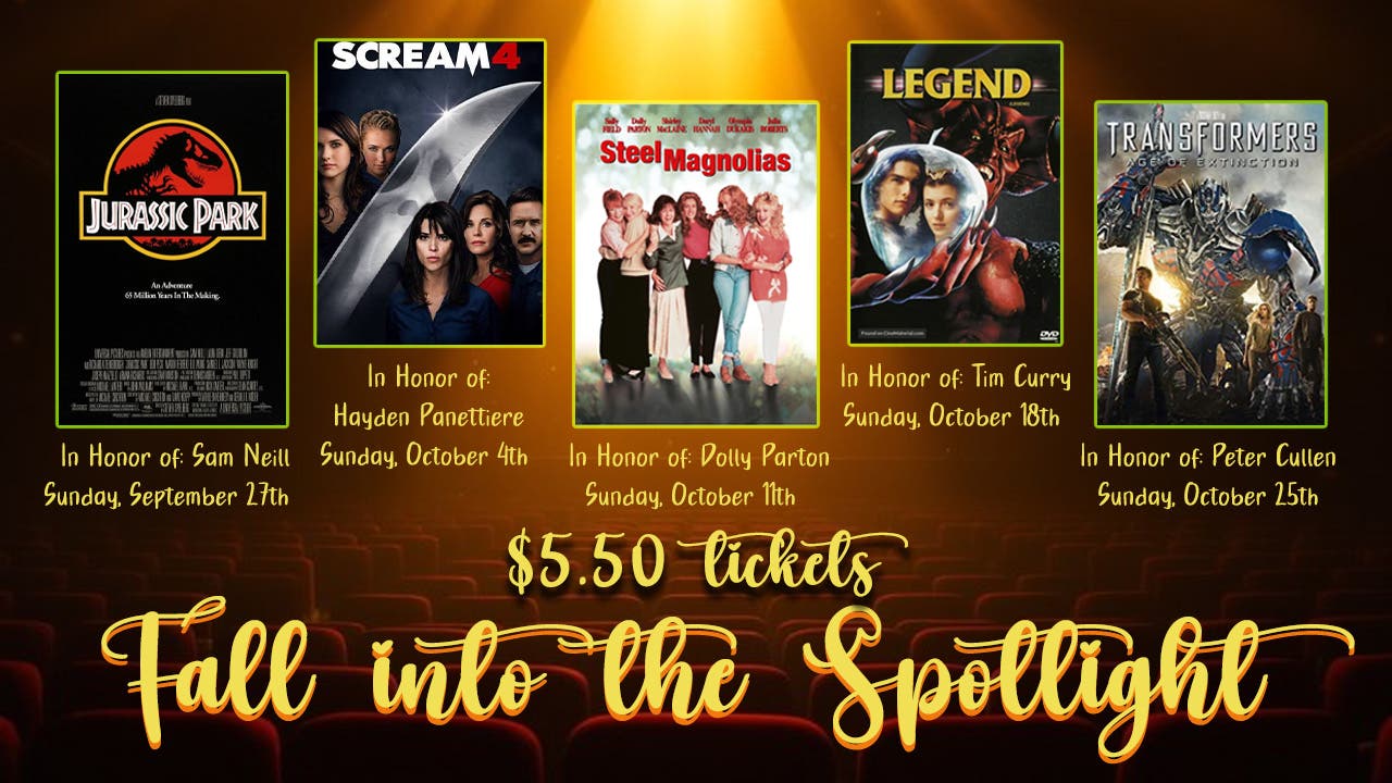 Fall Into the Spotlight --$ 5.50 Film Series at Aurora Cineplex--Sundays 9/27--10/25