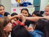 ASB students at Nicolet Middle School take part in a team-building exercise during the first day of classes. 
