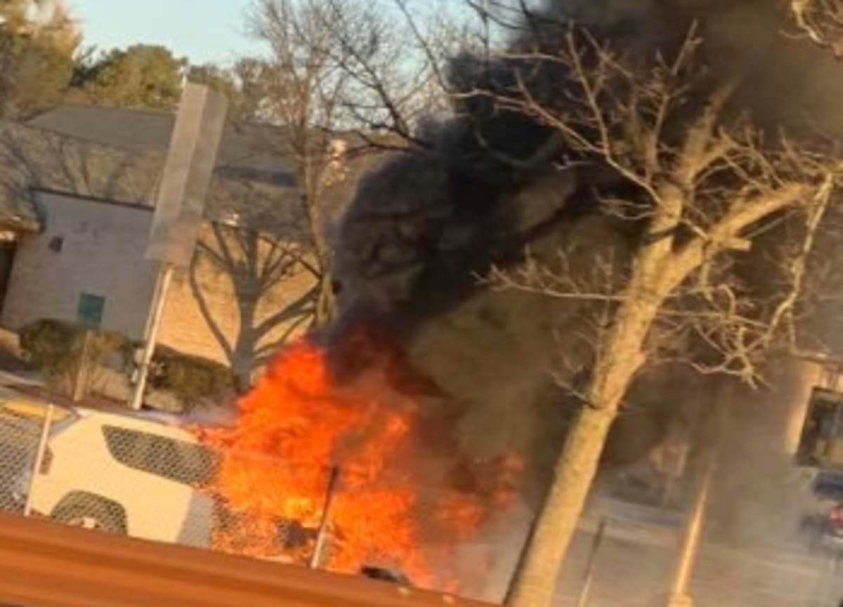 A car caught fire in the Forked River service area.