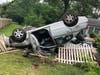 A Bayville woman's car came to rest on a Jaguar in Toms River on Tuesday, police said.