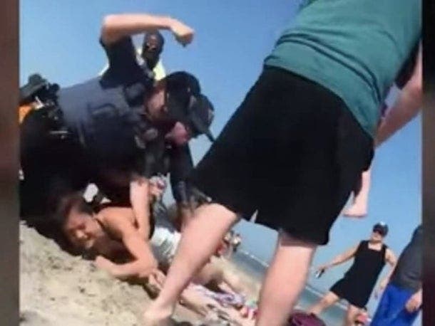 Emily Weinman, of Philadelphia, is suing two Wildwood officers and the city a year after her violent arrest.