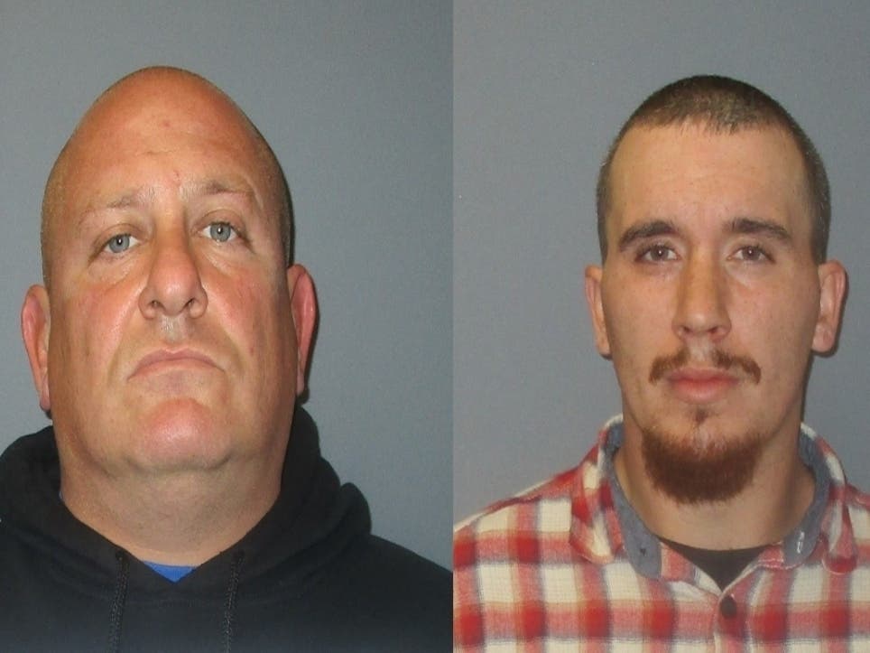 William Pendergast (left) and James Feliciano were charged with theft for depositing money from homeowners and then doing minimal work as contractors, police said.