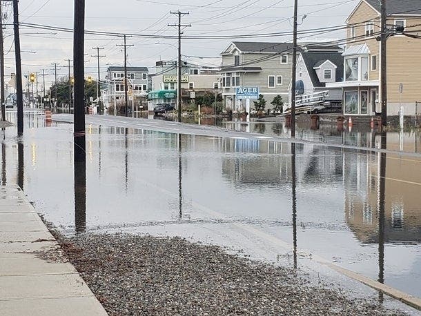 Part of LBI's Long Beach Boulevard is closed due to flooding, officials announced Monday.