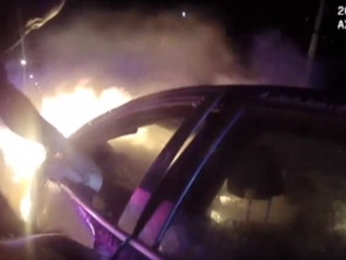 Fishermen, police and first responders rescued an unconscious man from a burning vehicle Saturday in Atlantic City.